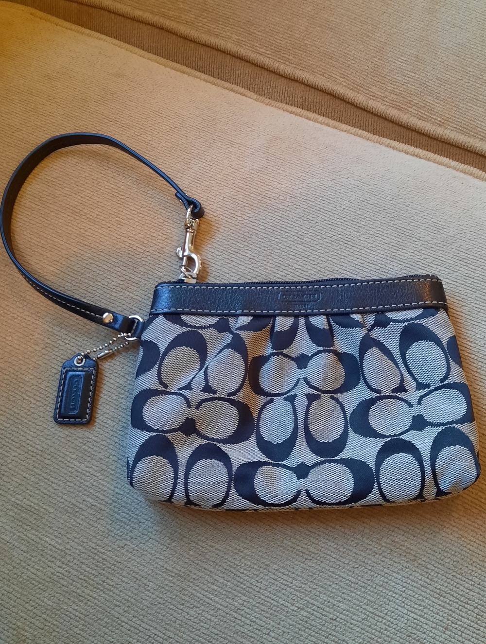 Coach Black Signature Canvas Wristlet